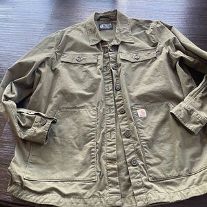 Carhartt Green Military Field Jacket Durable Cotton flannel lined
